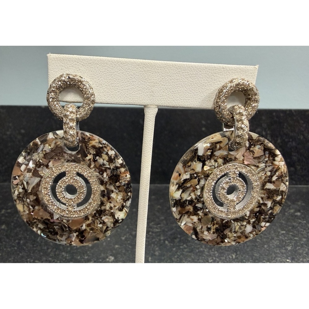 Laurence‎ Coste London Small Donna Earrings Mother Of Pearl Pave Crystal Drop
